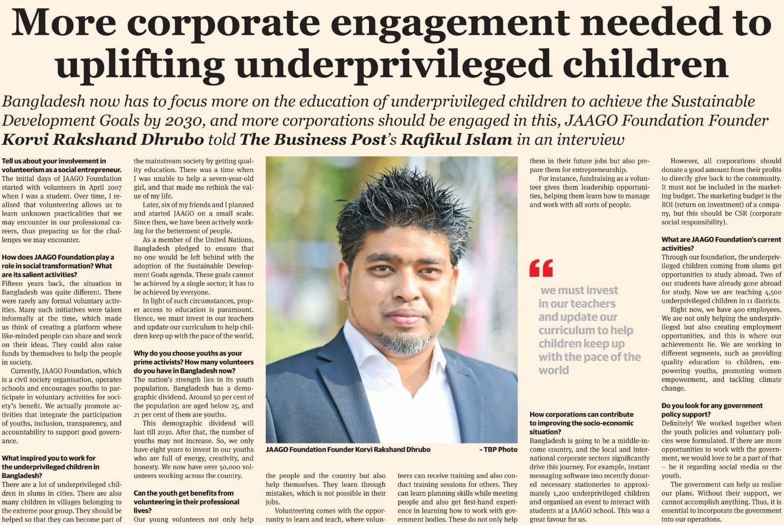 Corporate engagement needed to uplifting underprivileged children