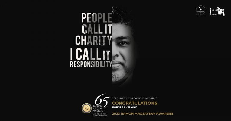 JAAGO Foundation Founder Korvi Rakshand receives the 2023 Ramon Magsaysay Award, also known as the “Nobel Prize of Asia”